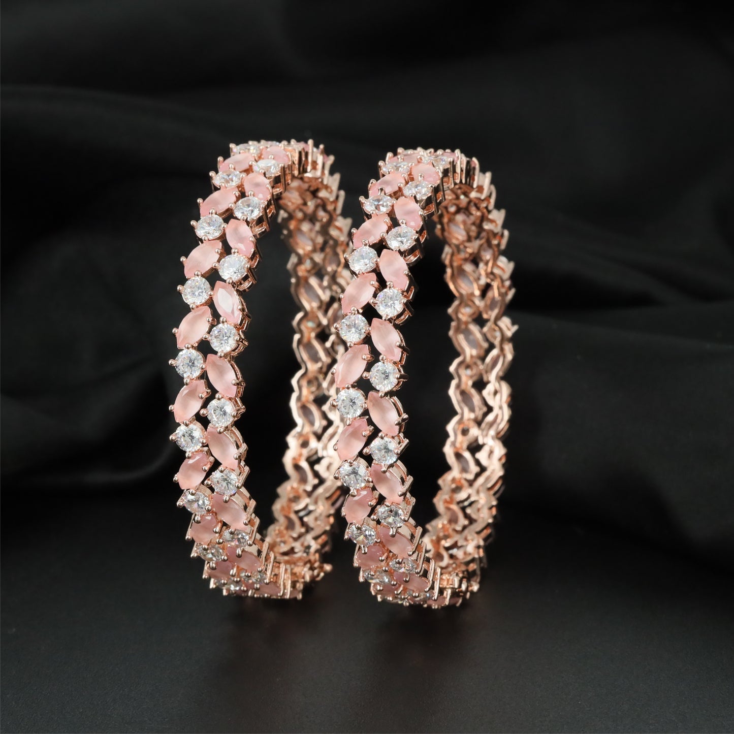 Floret Trail Rose Gold Bangles with Symmetrical Link Design
