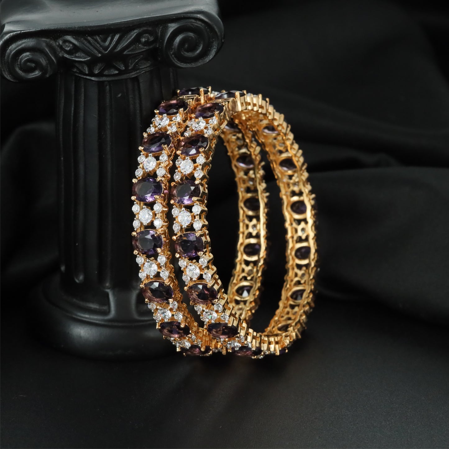 Designer Floral Link Gj Bangles with Decorative Side Construction