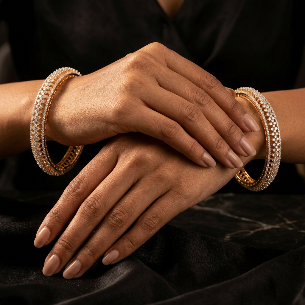Prestige Mesh Gallery Gj Bangles with Ornamental Structural Pattern