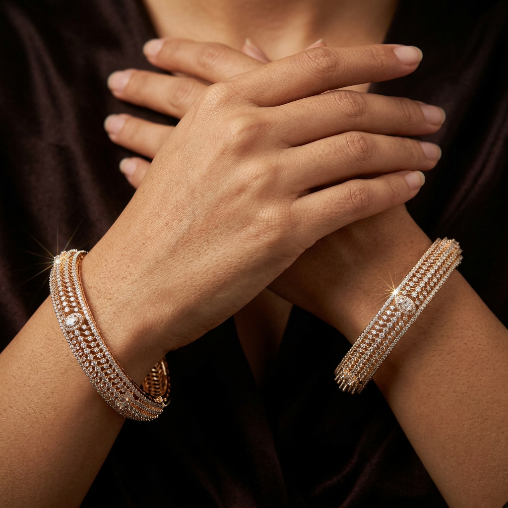 Inspire Weave Gj Bangles with Detailed Edge Pattern