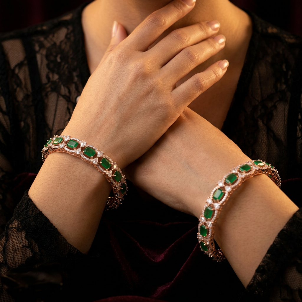 Elite Connector Rose Gold Bangles with Balanced Open Profile