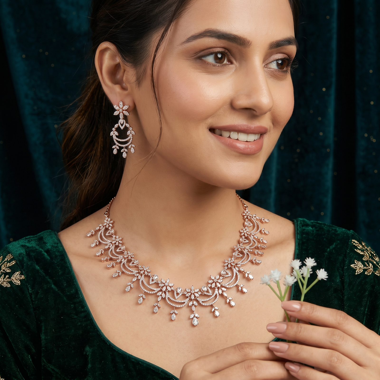 Modern Floral Pattern Designer Necklace