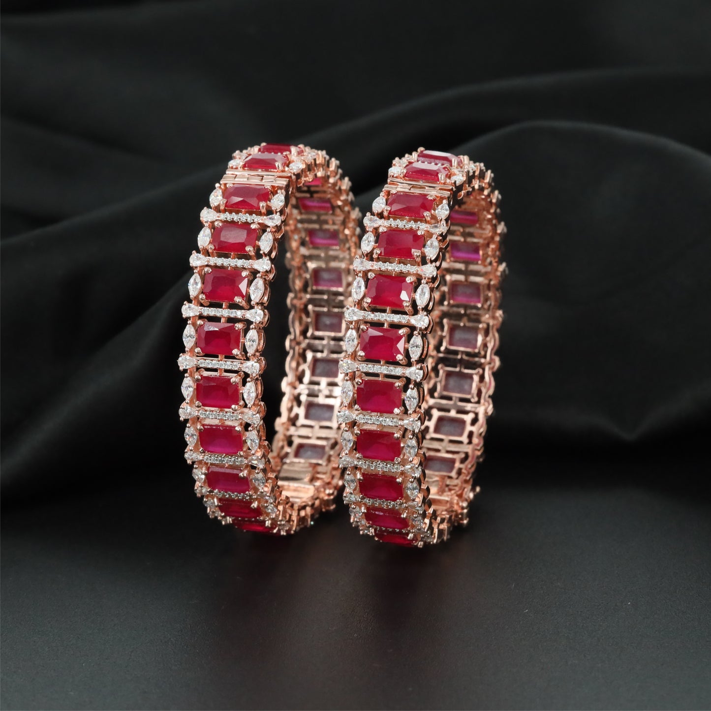 Prestige Rectangle Rose Gold Bangles with Balanced Structural Design
