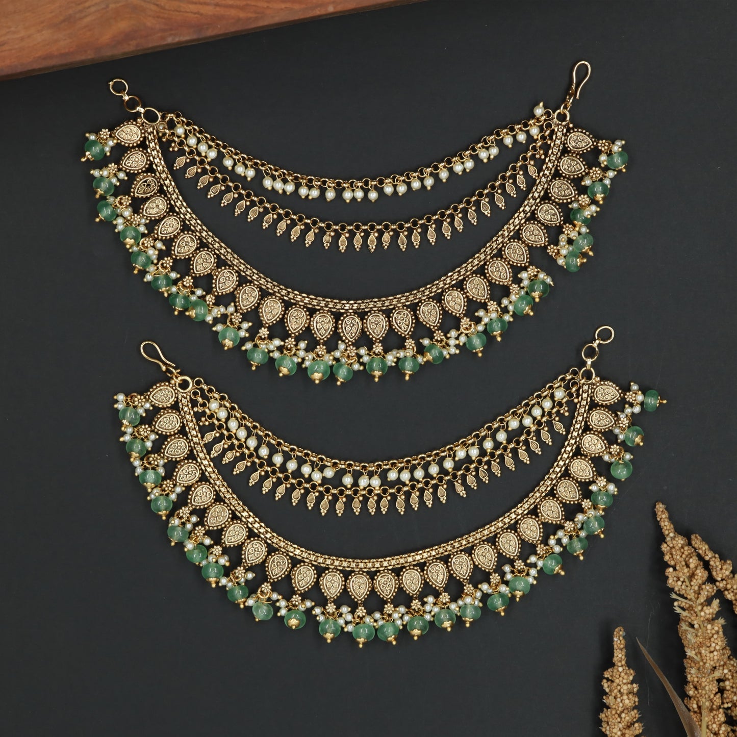 Signature Fringe Mati with Curved Paisley Rows and Dangling Elements
