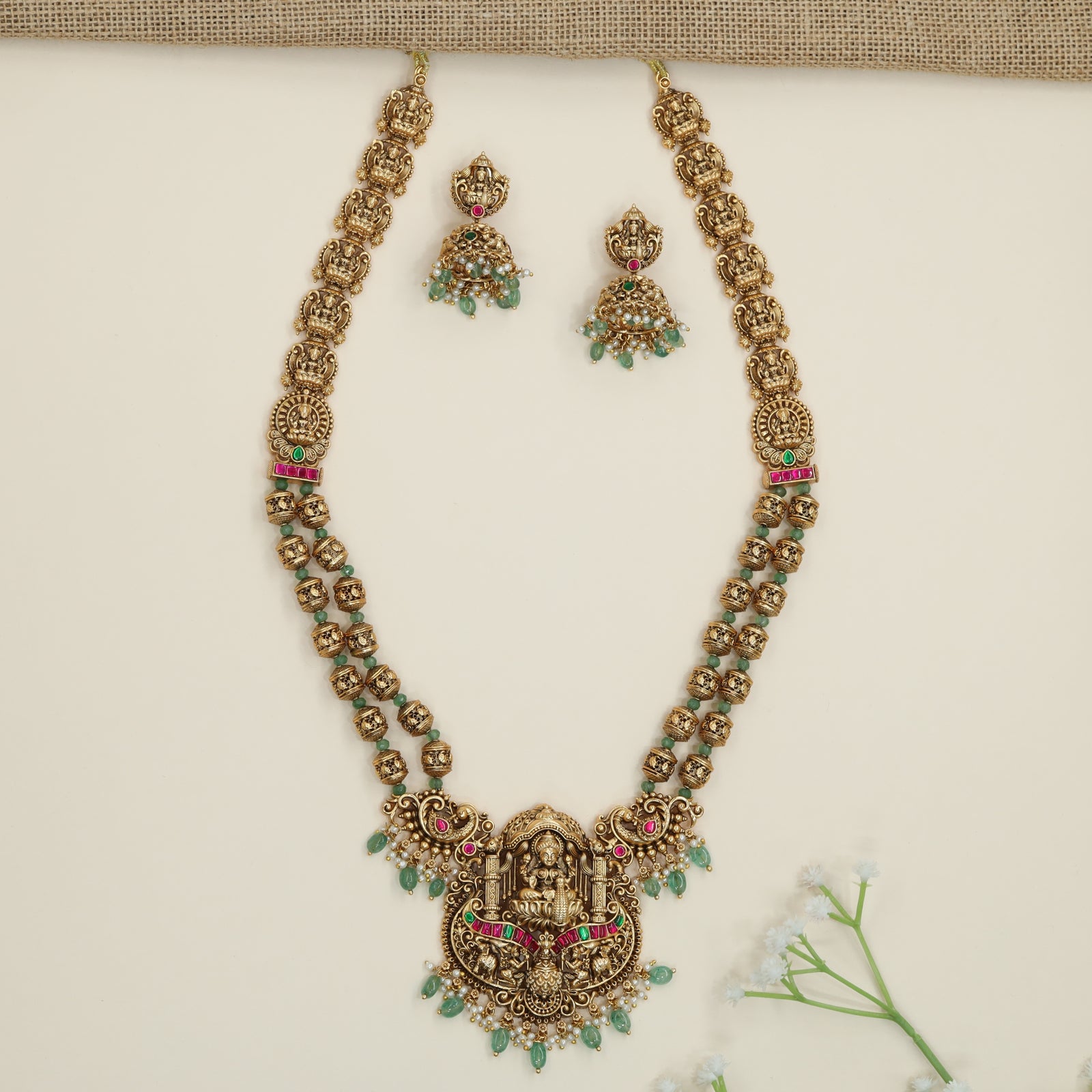 Dome Connector Antique Long Haara with Lakshmi Arch Pendant