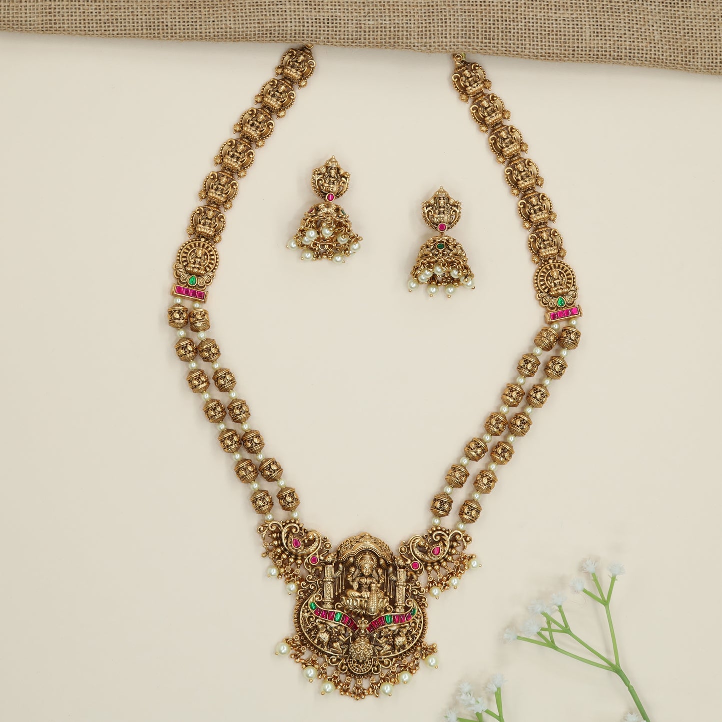 Dome Connector Antique Long Haara with Lakshmi Arch Pendant