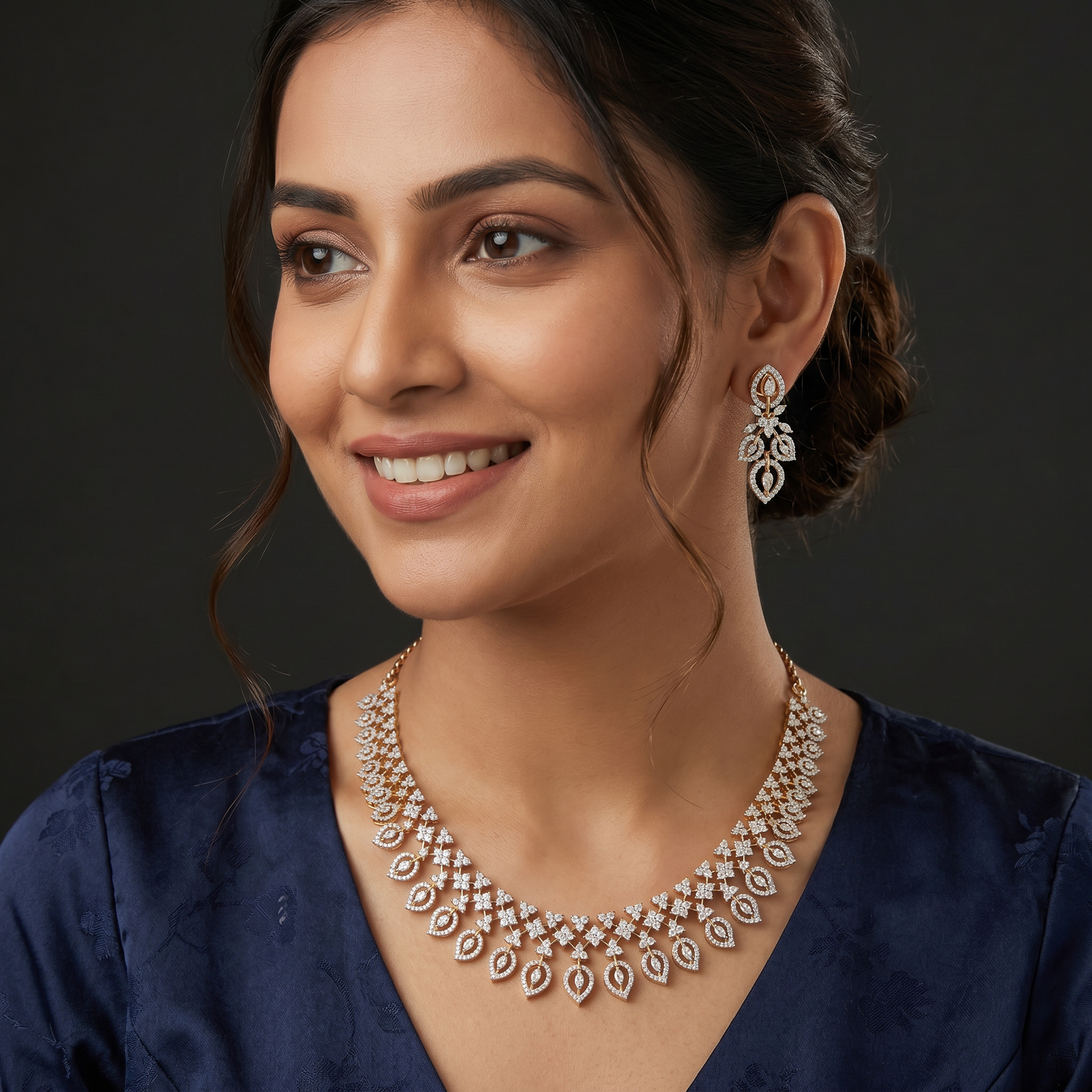 Petal Mesh Necklace with Repeating Open Drop Layout