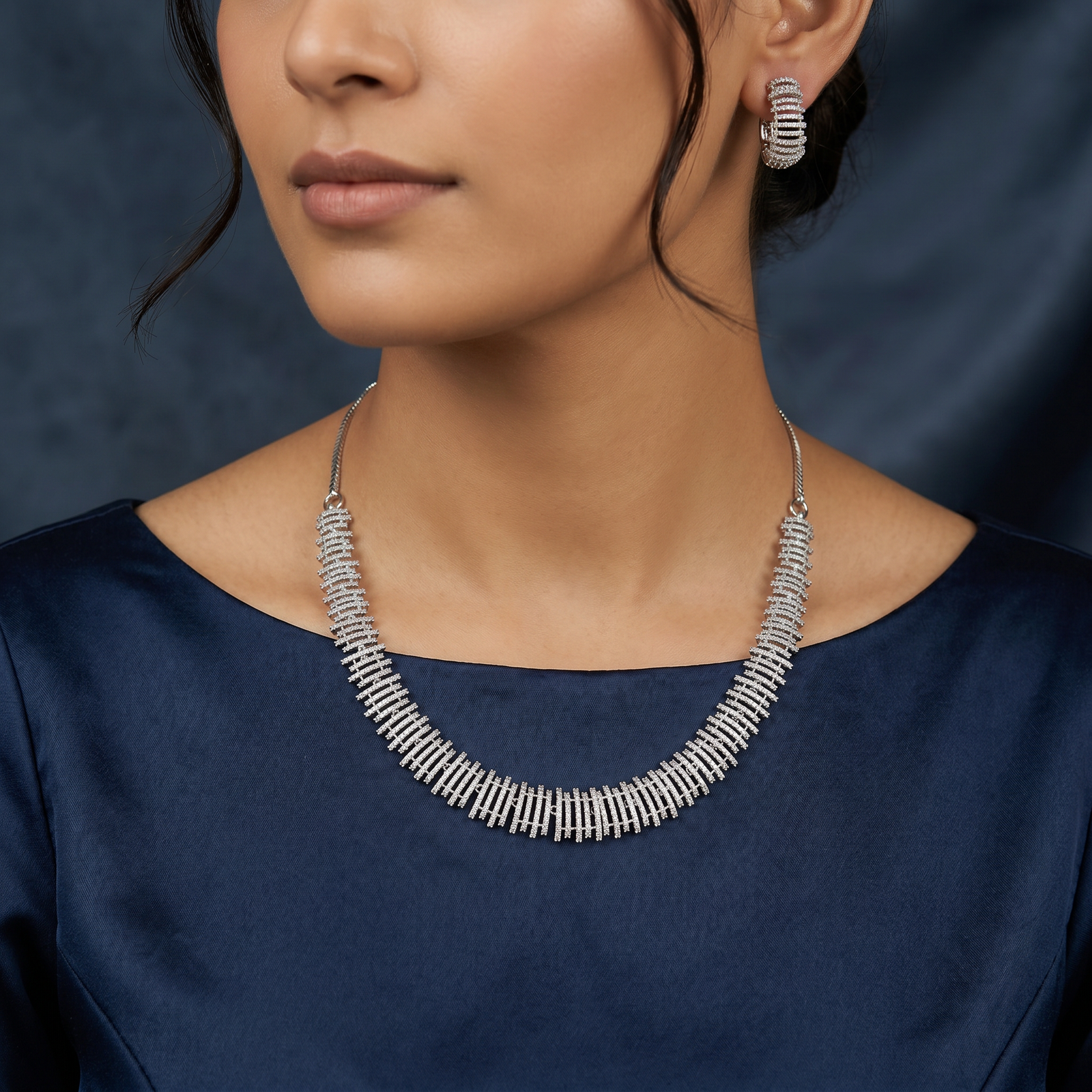 Braided Line Necklace with Structured Drop Arrangement