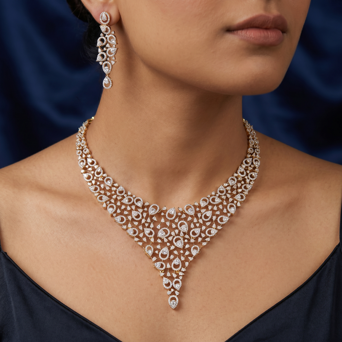 Braided Fringe Necklace with Decorative Open Drop Flow