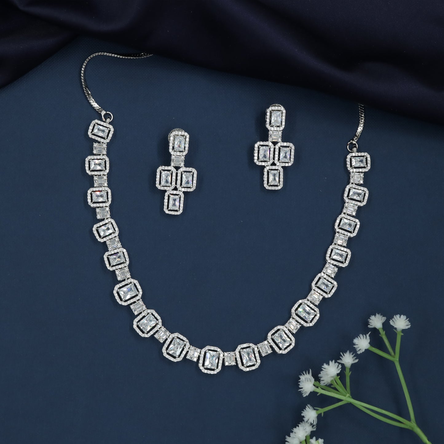 Square Border Necklace with Structured Panel Layout