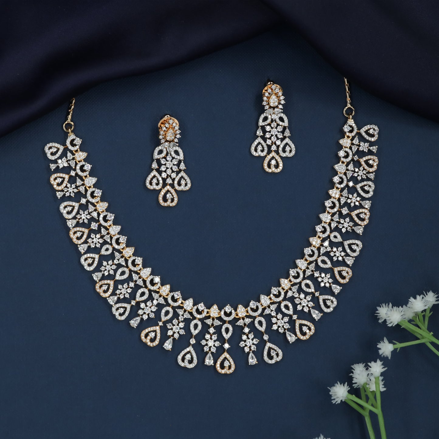 Twisted Floral Necklace with Decorative Fringe Flow