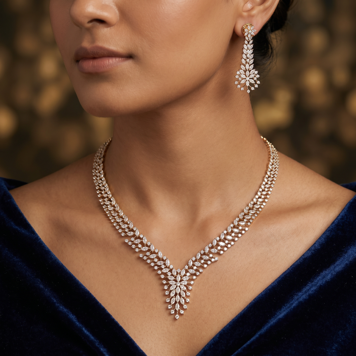Petal Trail Necklace with Cascading Floral Detailing