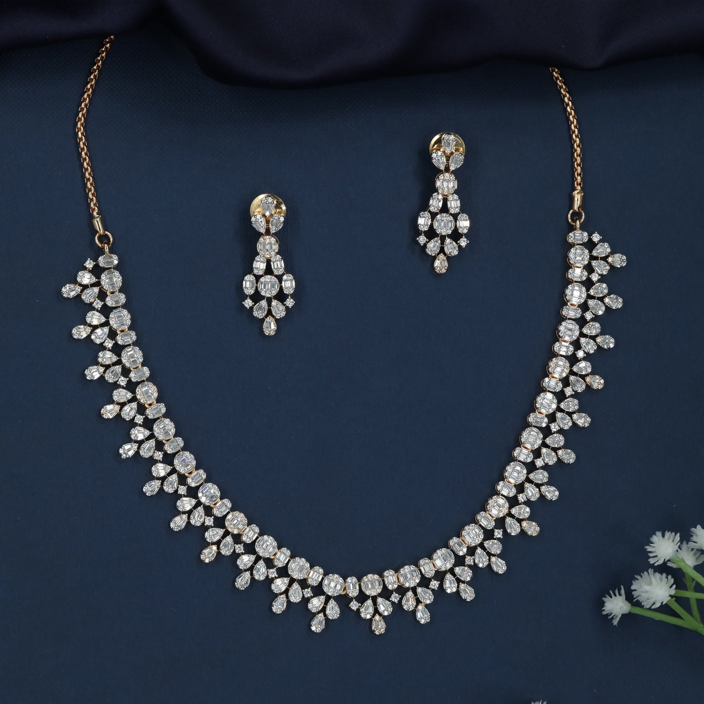Looped Border Necklace with Cascading Marquise Layout