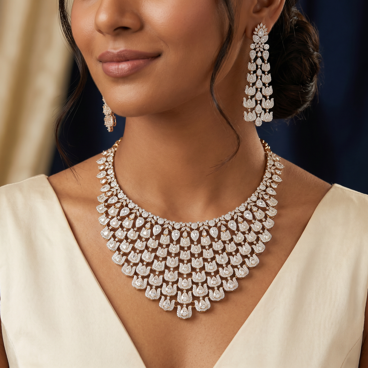 Twisted Garland GJ Necklace with Decorative Hanging Borders