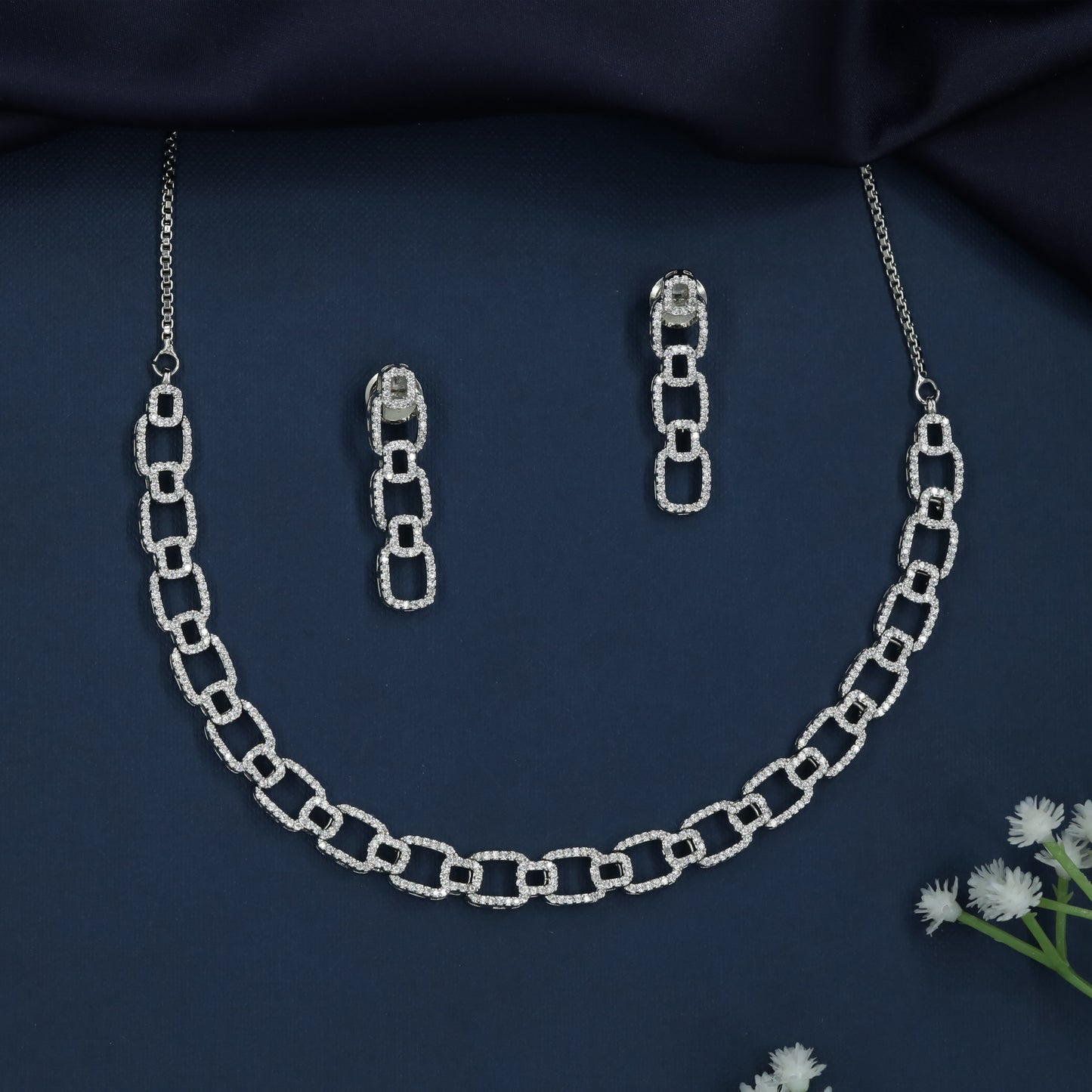 Velocity Loop Rhodium Necklace with Open Border Detailing