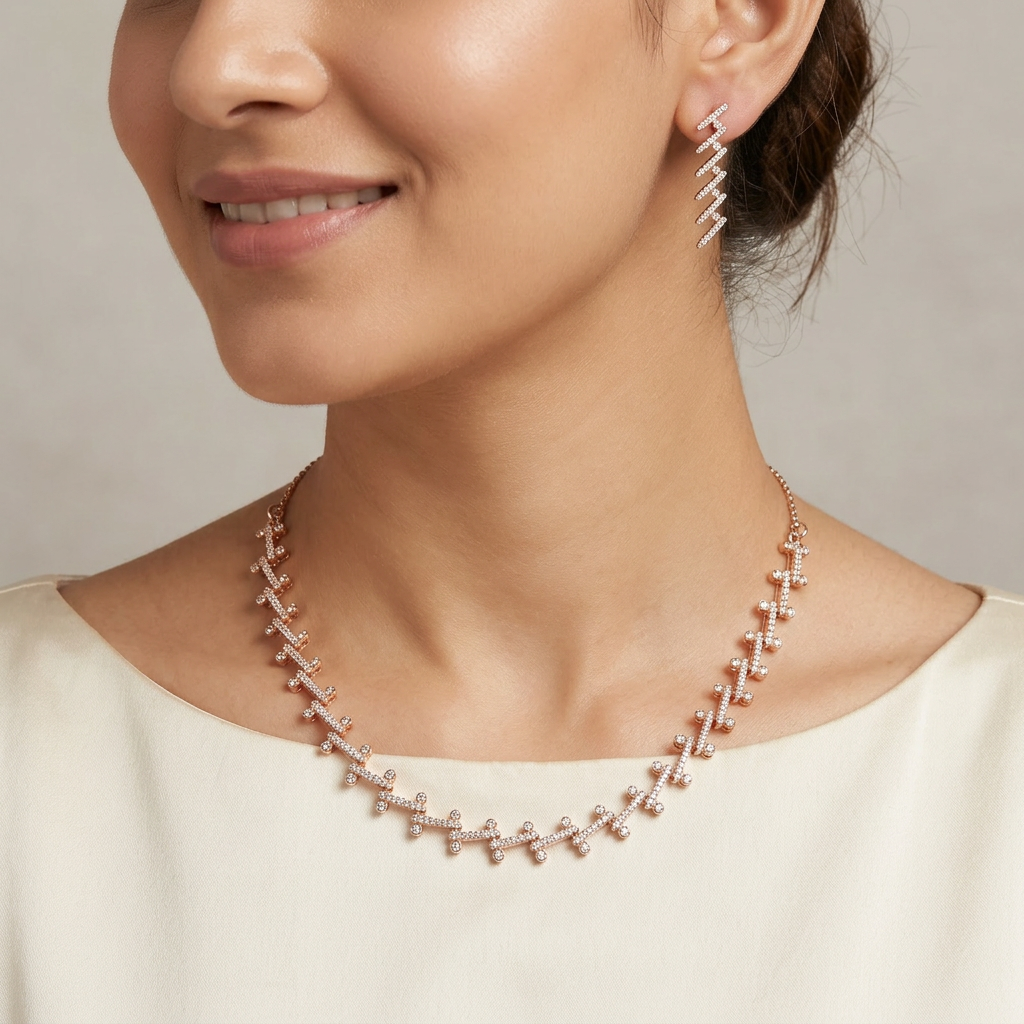Branch Line Necklace with Zigzag Drop Styling