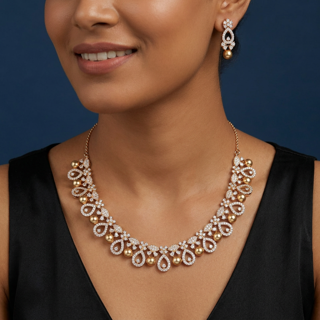 Vintage Teardrop Necklace with Structured Border Alignment