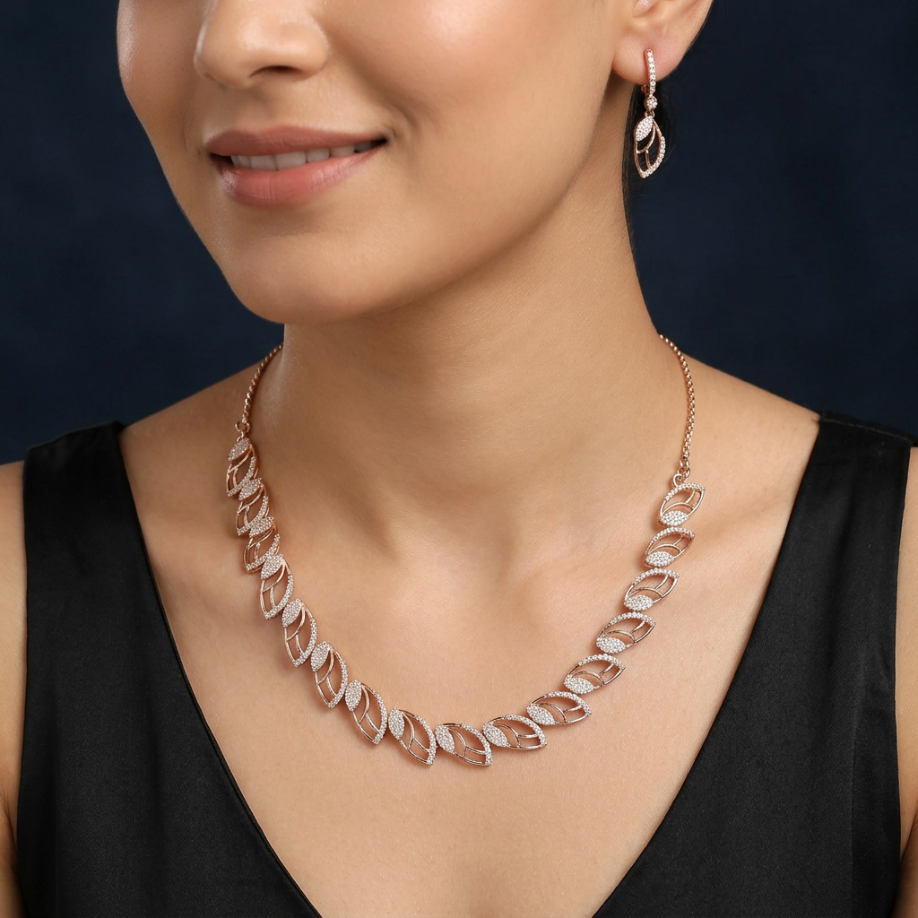 Luxury Marquise Necklace with Repeating Openwork Detailing
