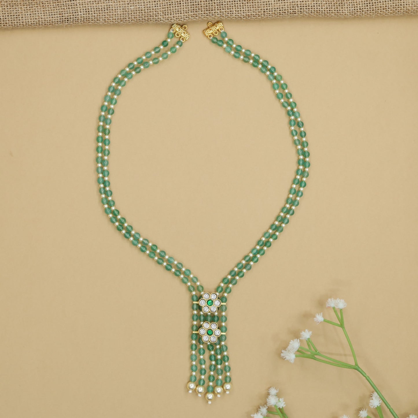 Royal Pearl Jadau Mala with Hanging Tassel Styling