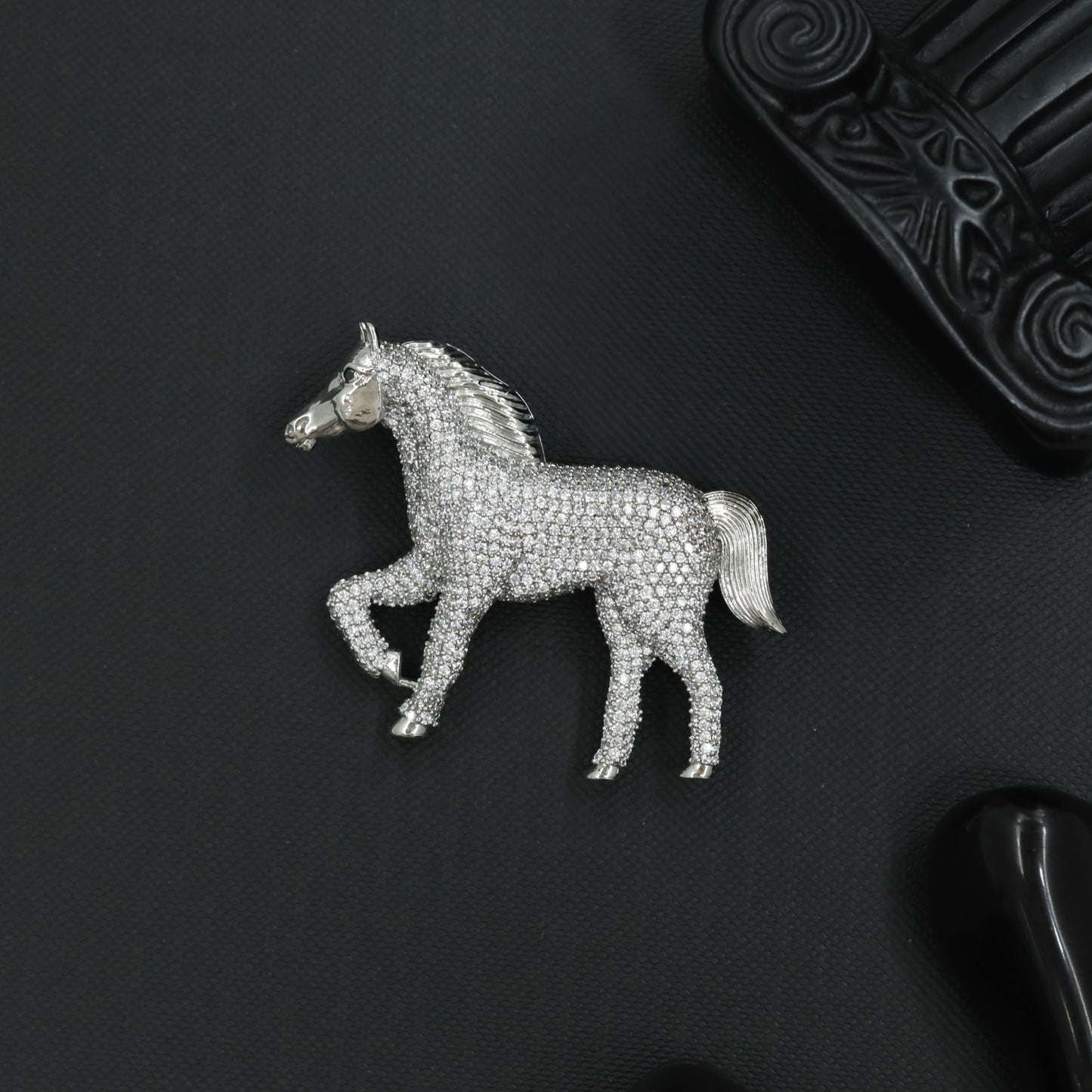 Artisan Stallion Brooch with Flowing Tail Styling