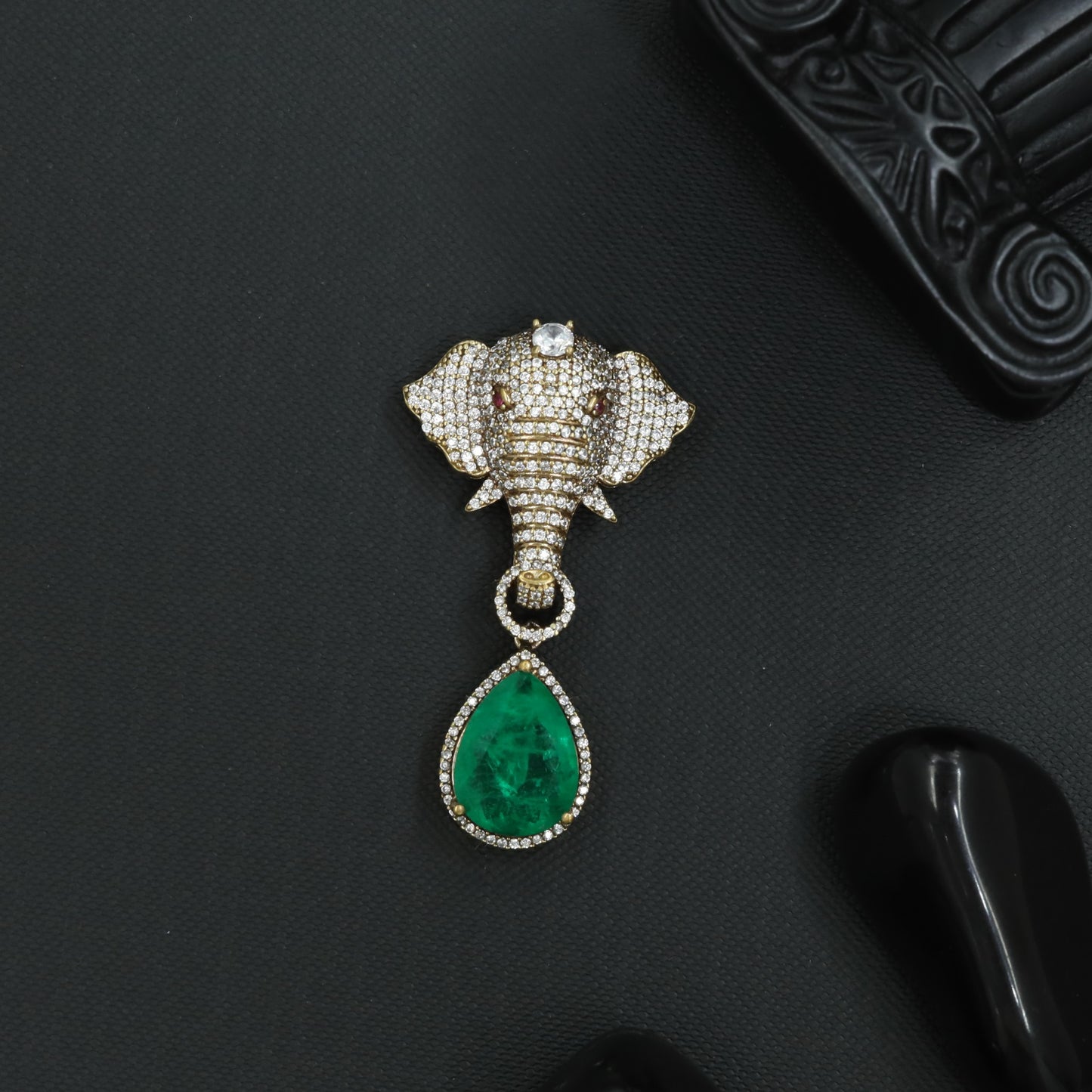 Signature Tusker Victorian Brooch with Curved Ear Styling