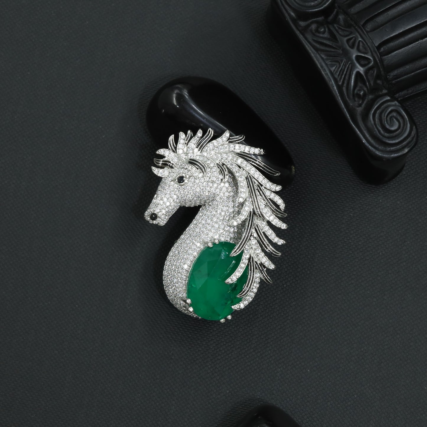 Royal Horse Brooch with Flowing Mane Detailing