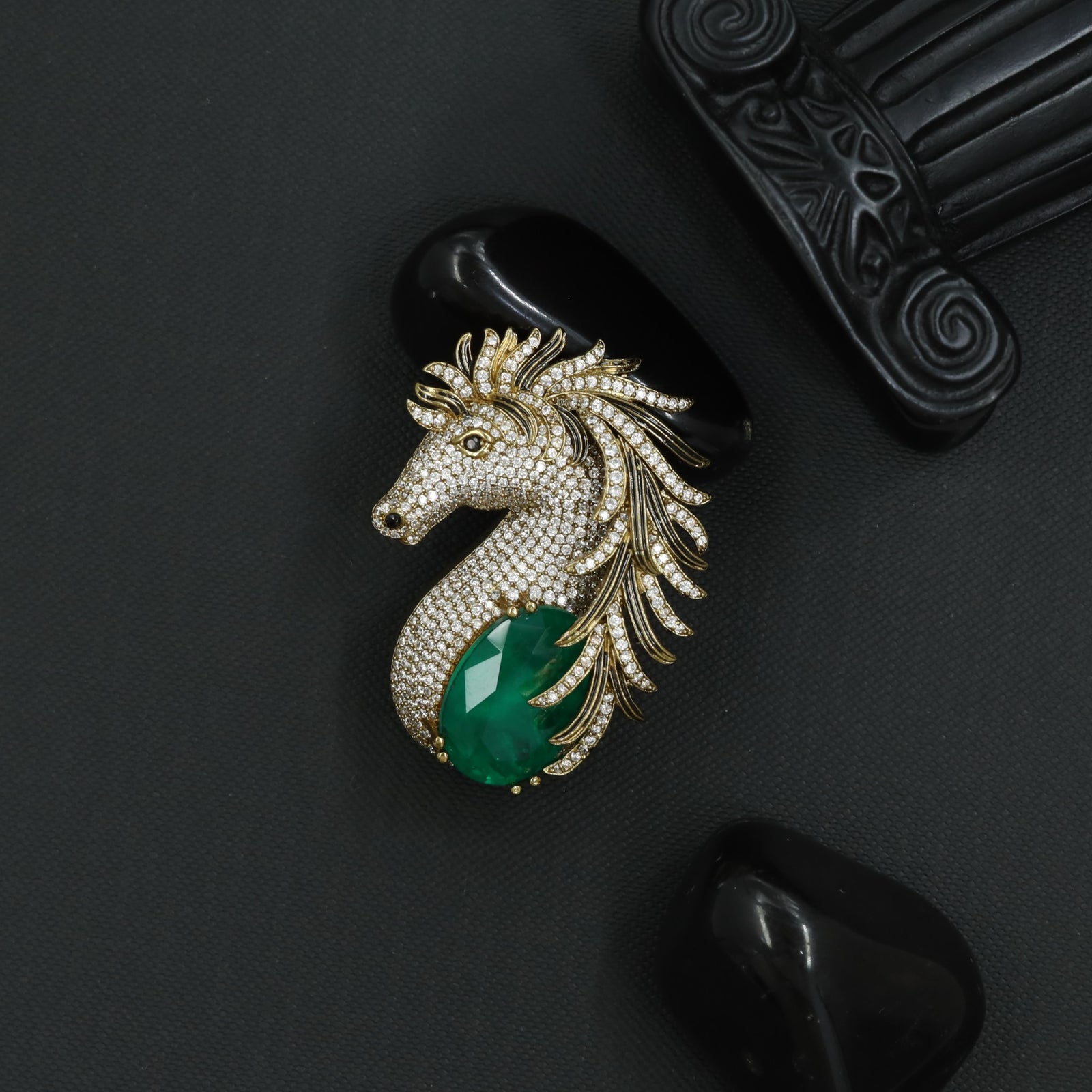 Royal Horse Brooch with Flowing Mane Detailing