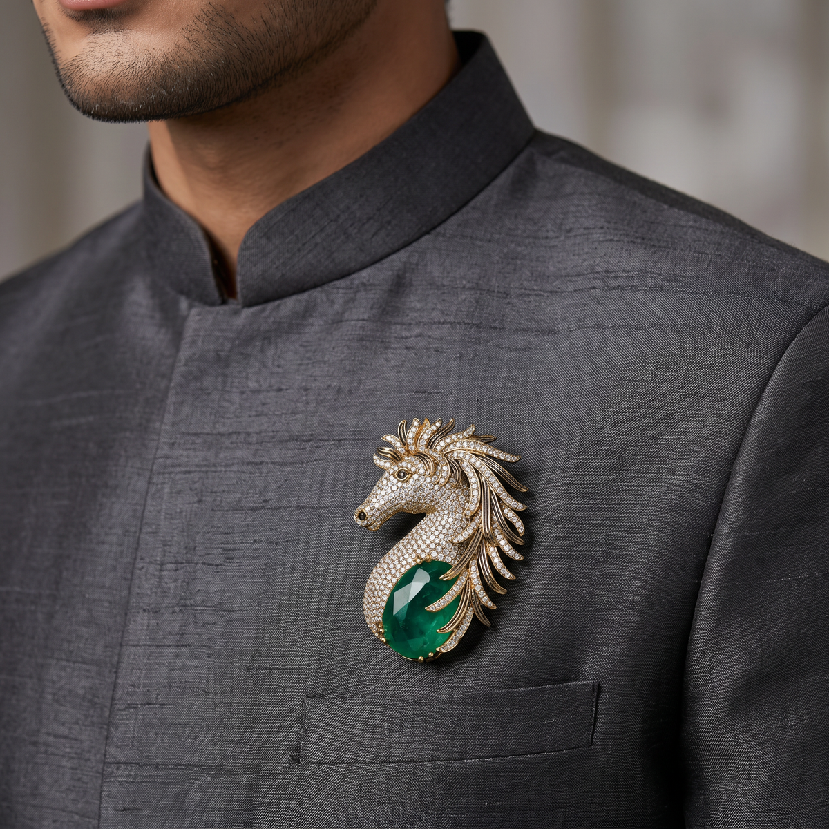 Royal Horse Brooch with Flowing Mane Detailing
