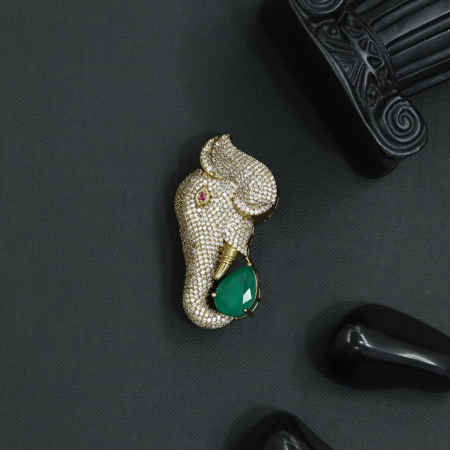 Luxury Elephant Brooch with Sculptural Contour Design