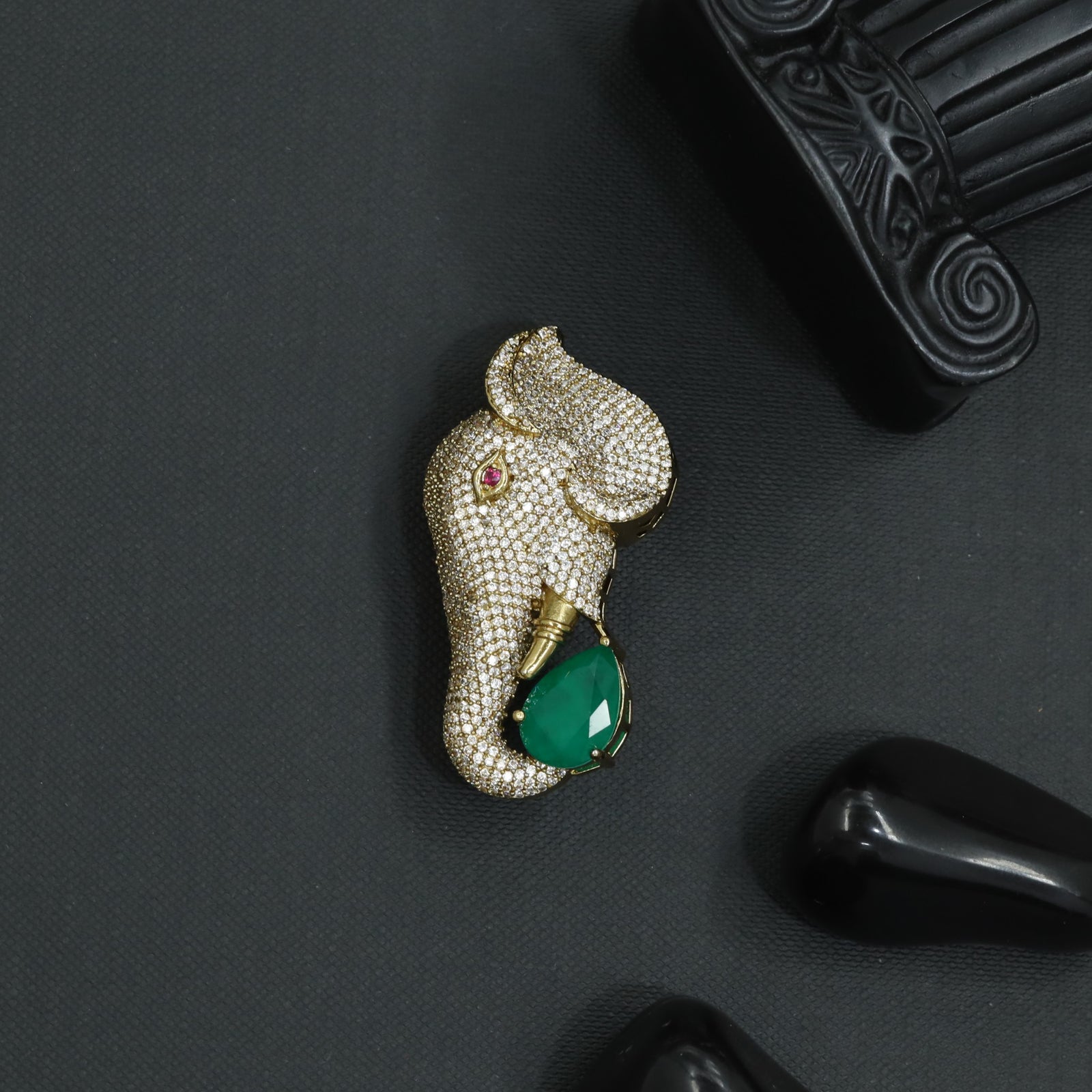 Luxury Elephant Brooch with Sculptural Contour Design