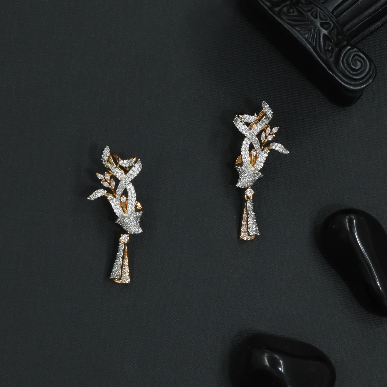 Aerial Twist Stud with Hanging Tassel Accent