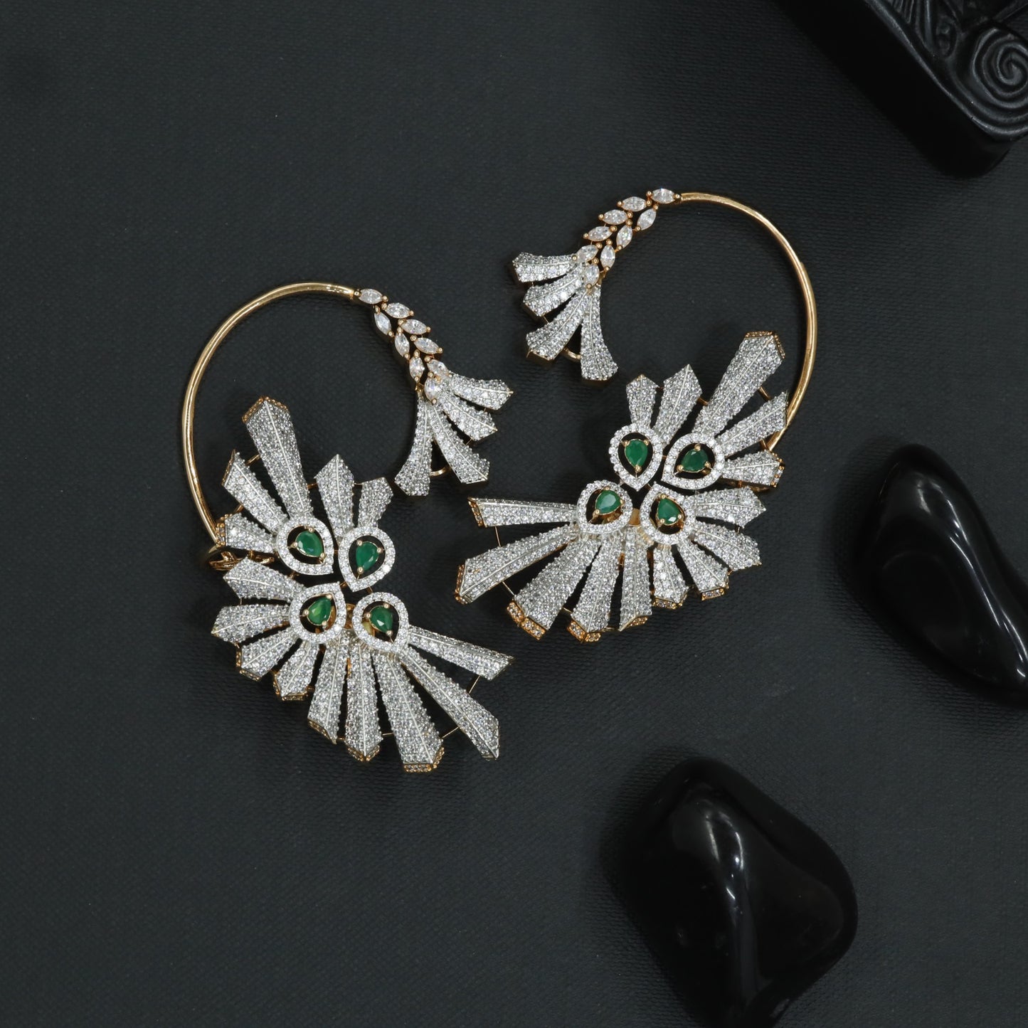 Bloom Spiral Earcuff with Sculpted Sunray Layout