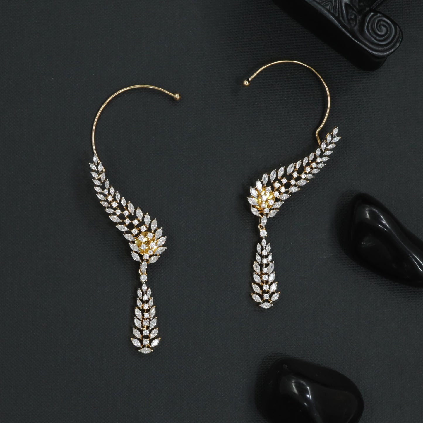 Blooming Plume Earcuff with Curved Botanical Styling