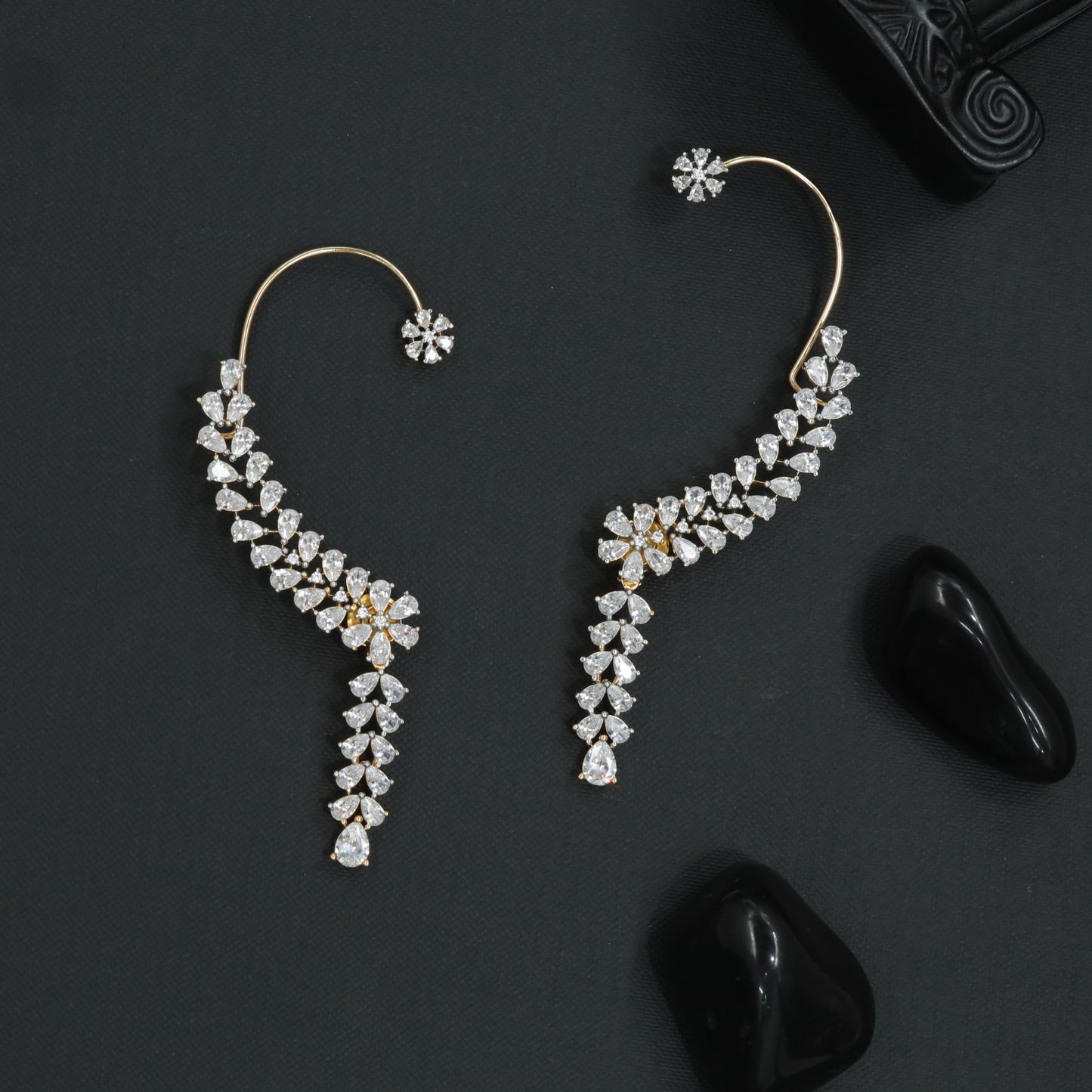 Slender Plume Earcuff with Tapered Vine Styling