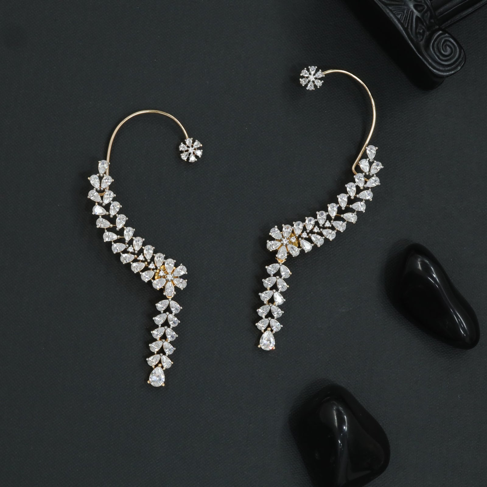 Slender Plume Earcuff with Tapered Vine Styling