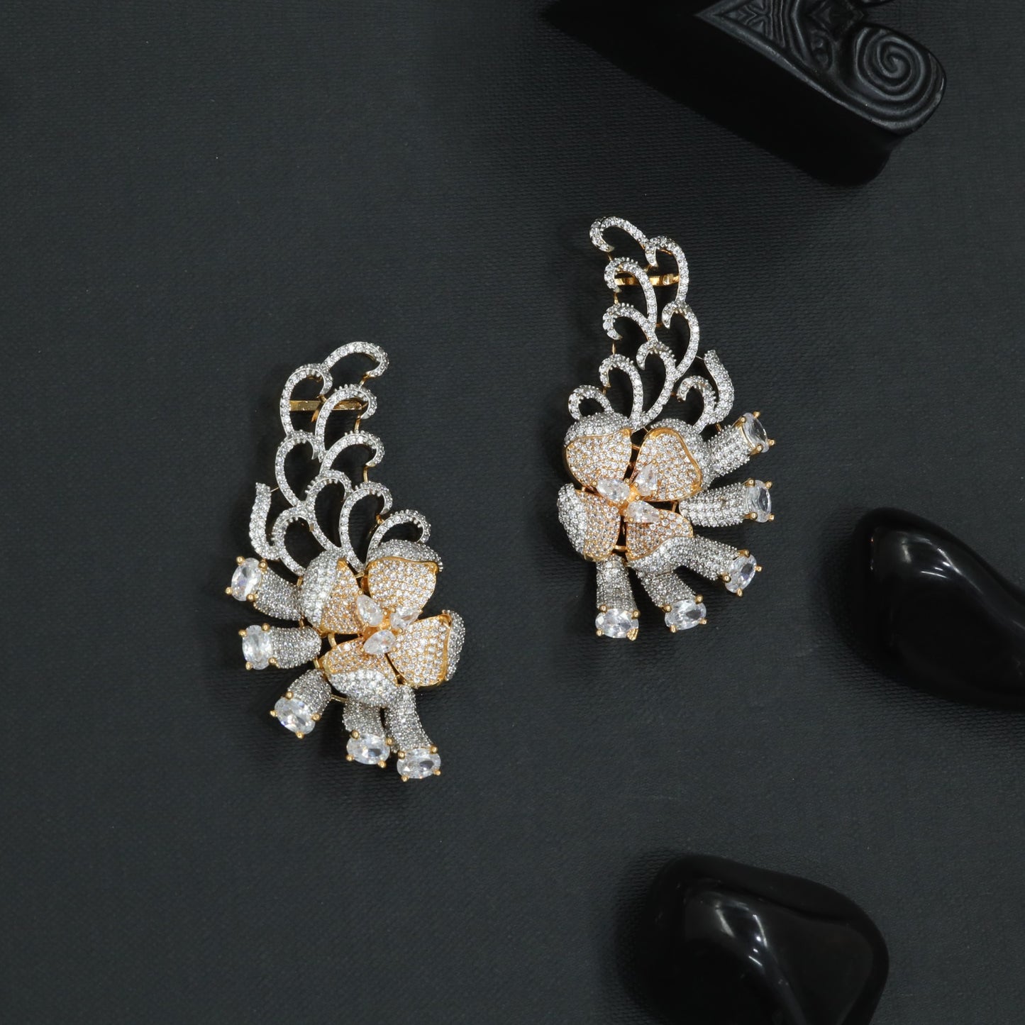 Wing Blossom Earcuff with Floral Ribbon Detailing