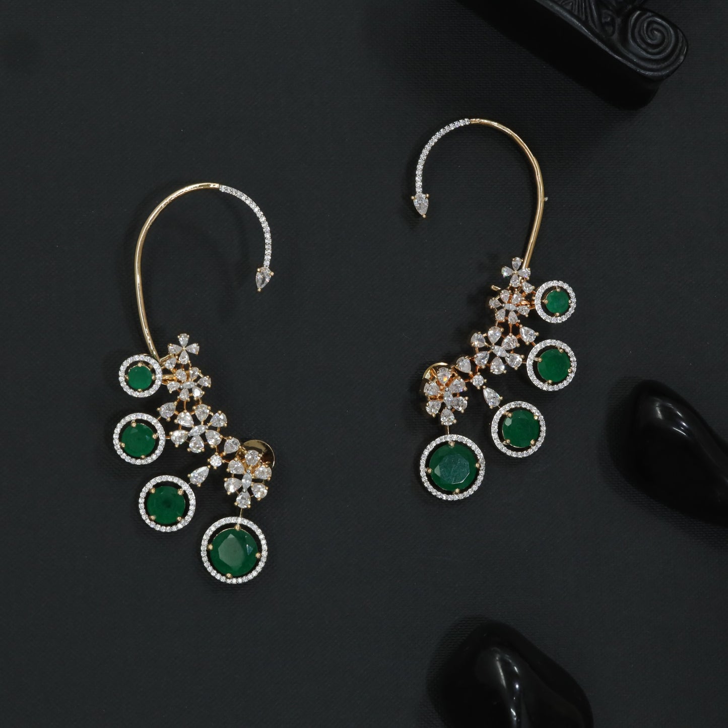 Botanical Cascade Earcuff with Floral Vine Styling