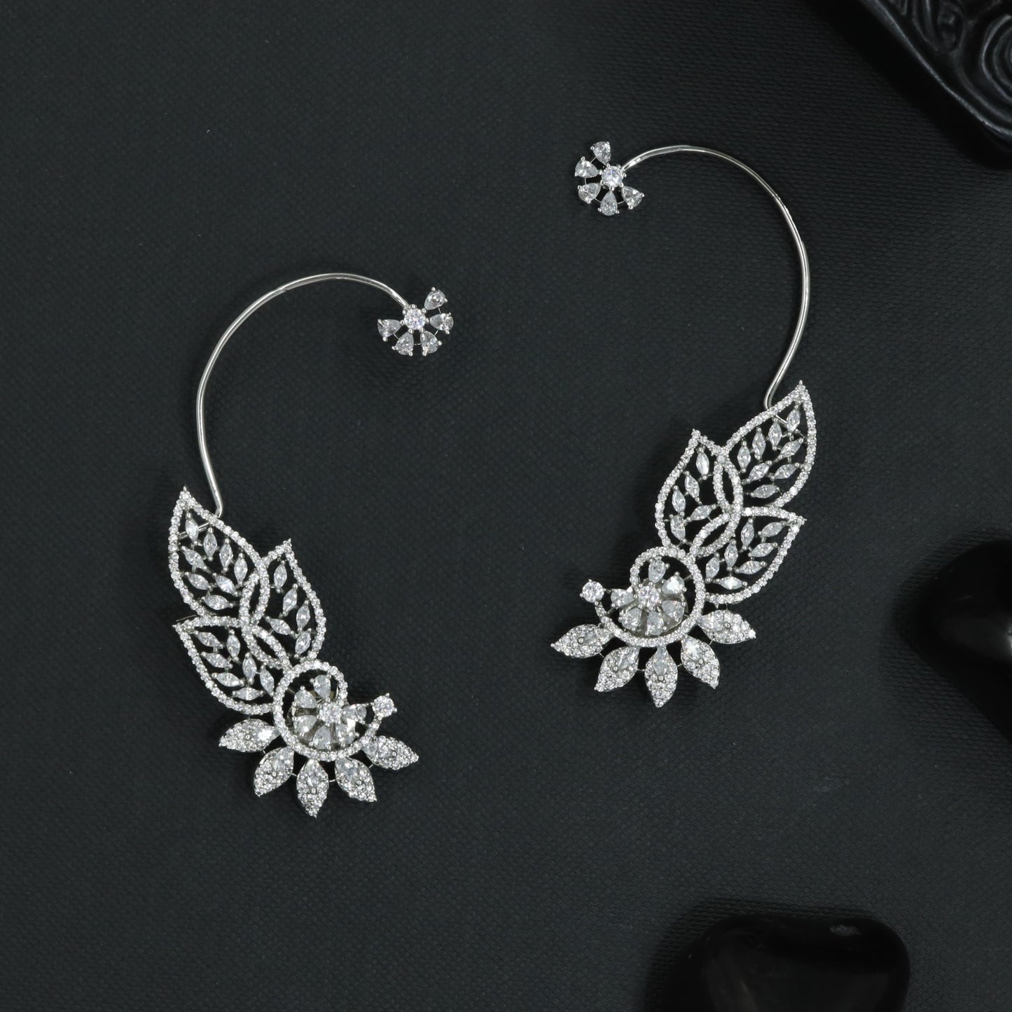 Botanical Wing Earcuff with Open Petal Structure