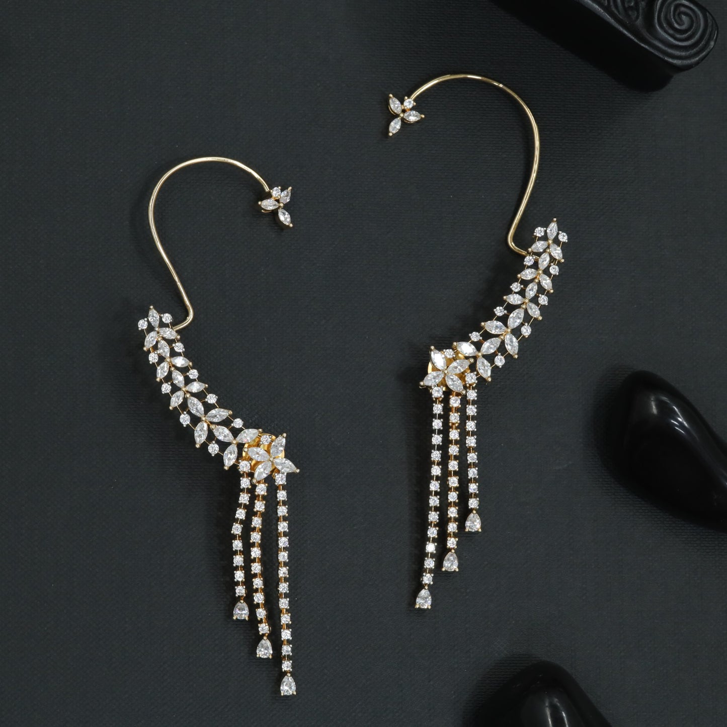 Noble Cascade Earcuff with Curved Hanging Contours