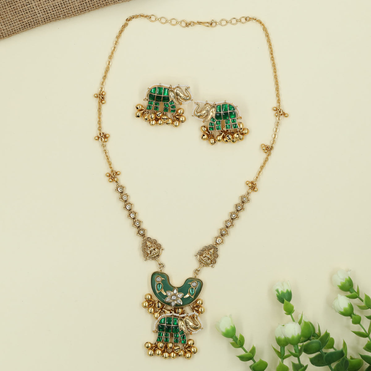 Classic Temple Elephant Chain With Pendant and Decorative Craftsmanship
