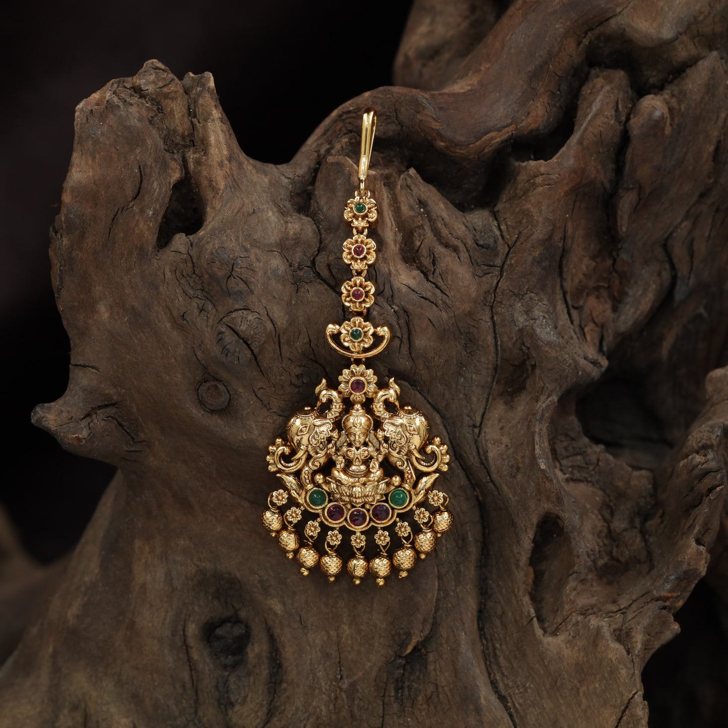 Heritage Lakshmi Centre With Elephant Side Panels Antique Tikka