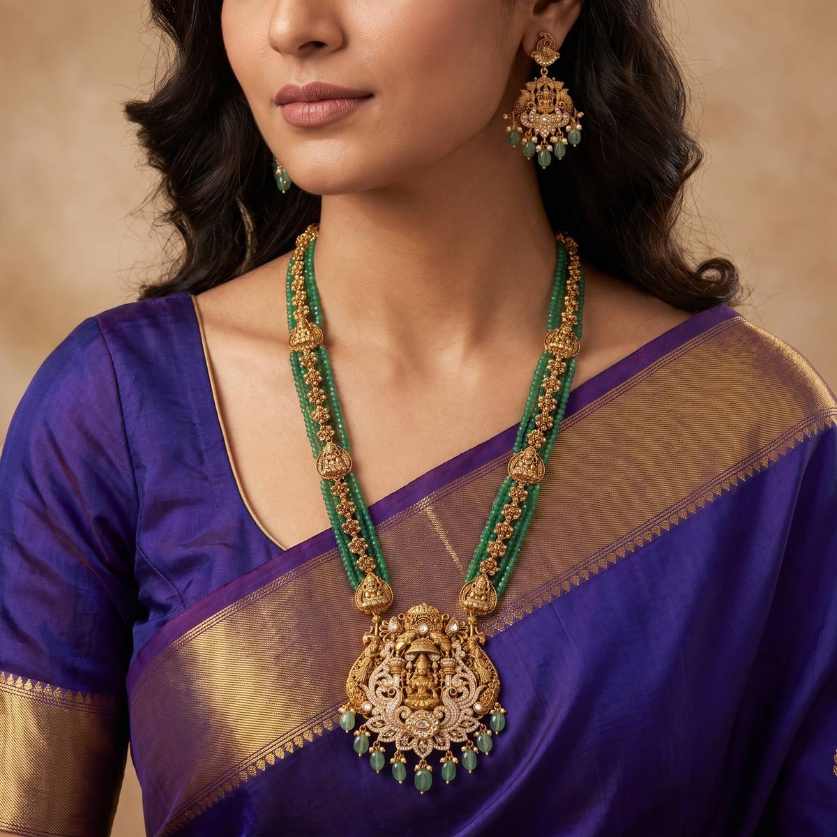 Edgepearl Lakshmi Beads Long Haara with Multi-Strand Bead Styling