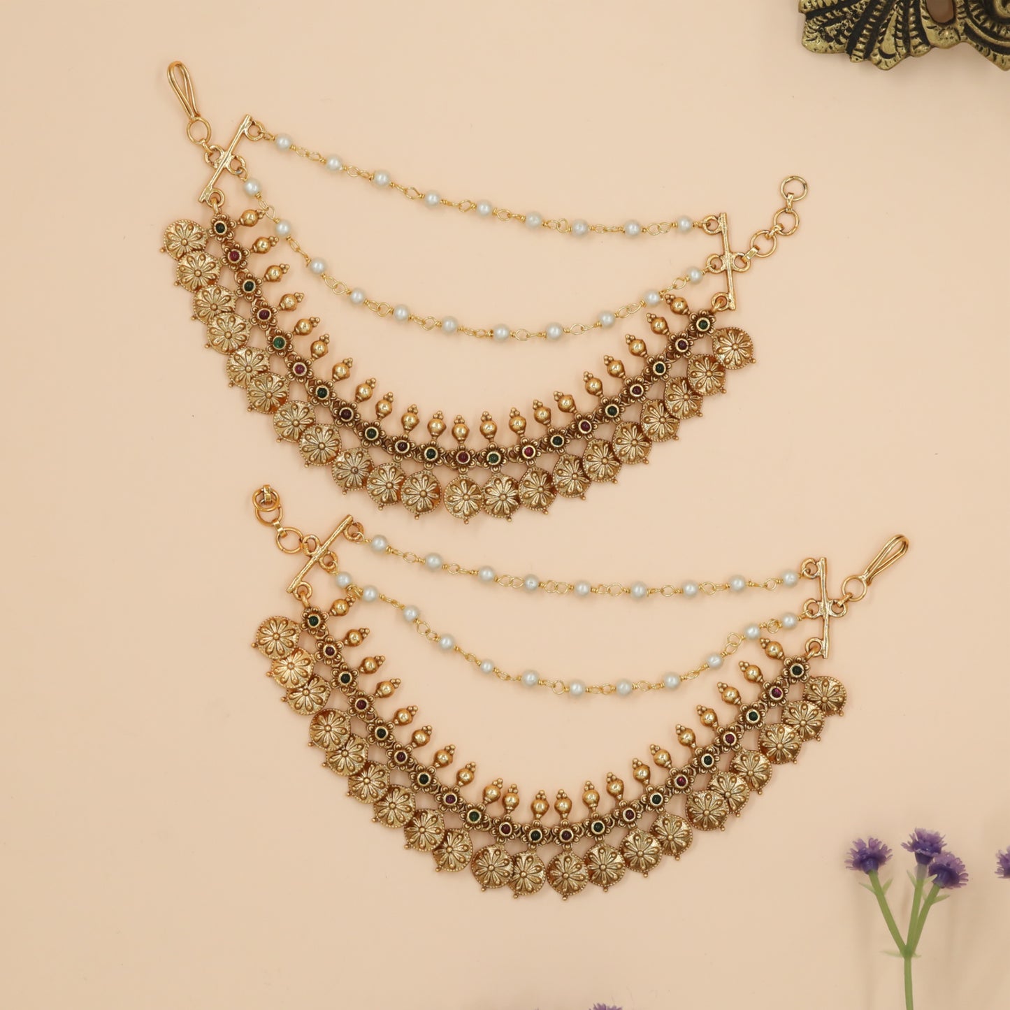 Designer Heritage Mati with Dual Pearl Chain Styling