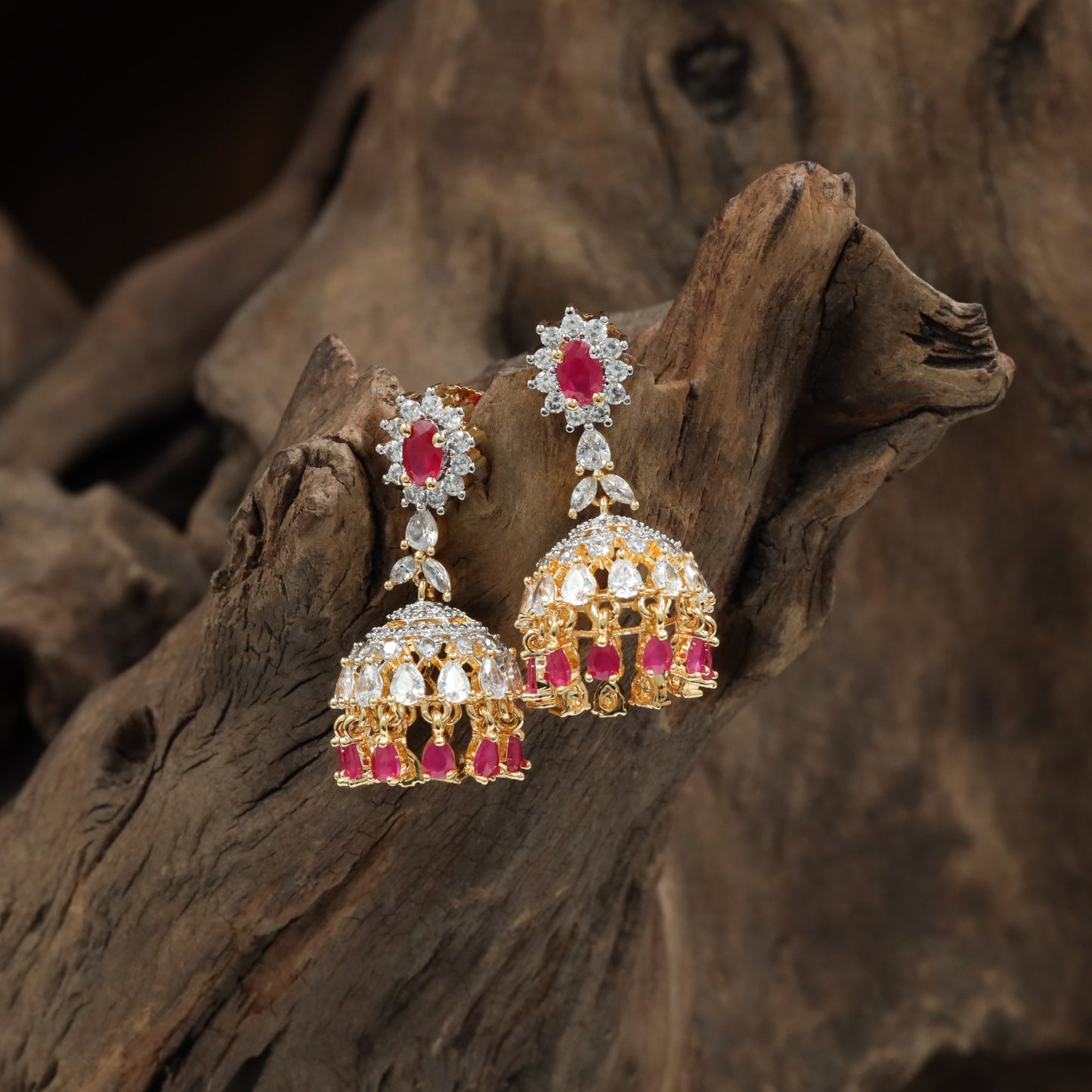 Floral Crown GJ Jumka with Layered Dome Styling