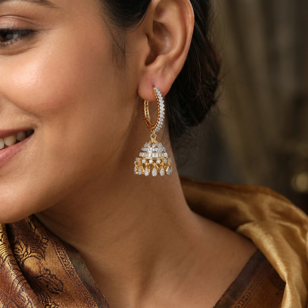 Royal Circular Hoop GJ Jumka with Hanging Dome Drops