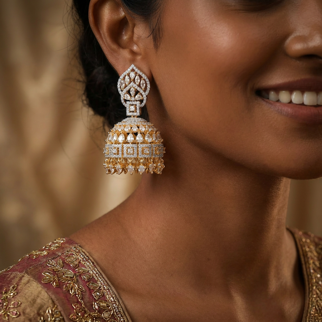 Crowned lattice Gj Jumka with hanging drop styling