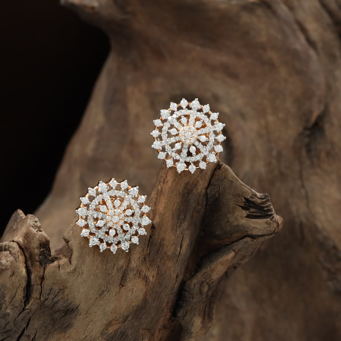 Blossom circular Stud with clustered crystal detailing