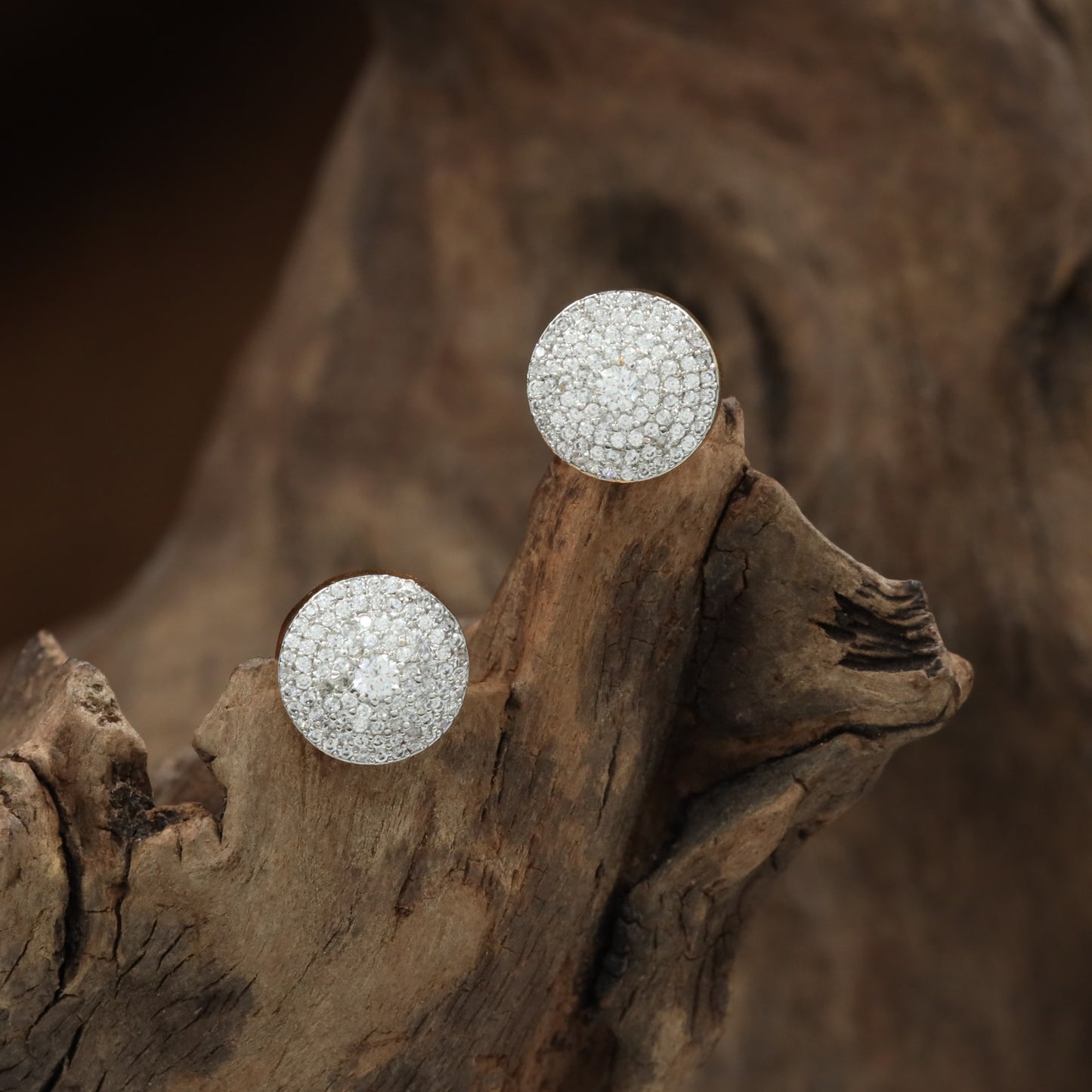 Grand Circular Stud with Compact Pavé Styling