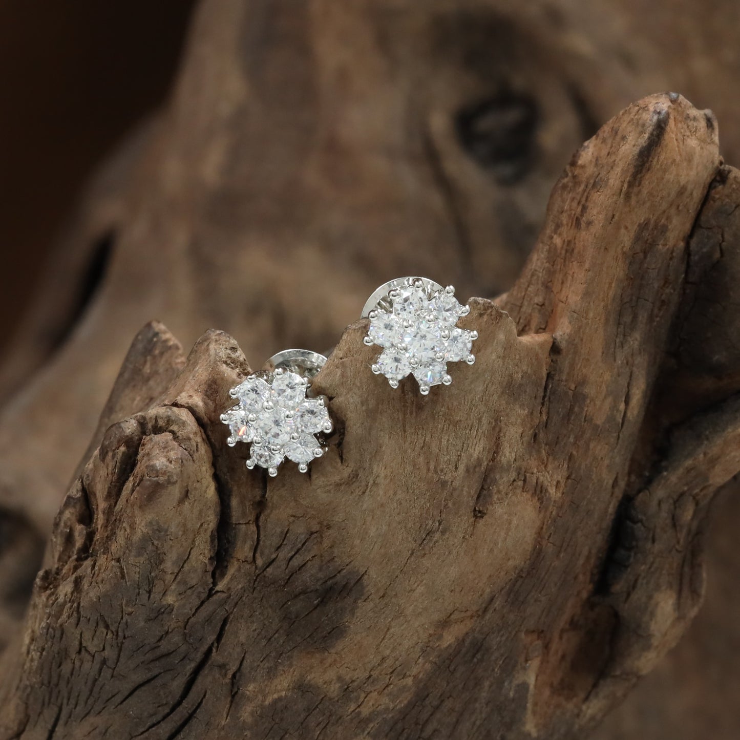 Snowflake Floral Stud with Radiating Petal Detailing
