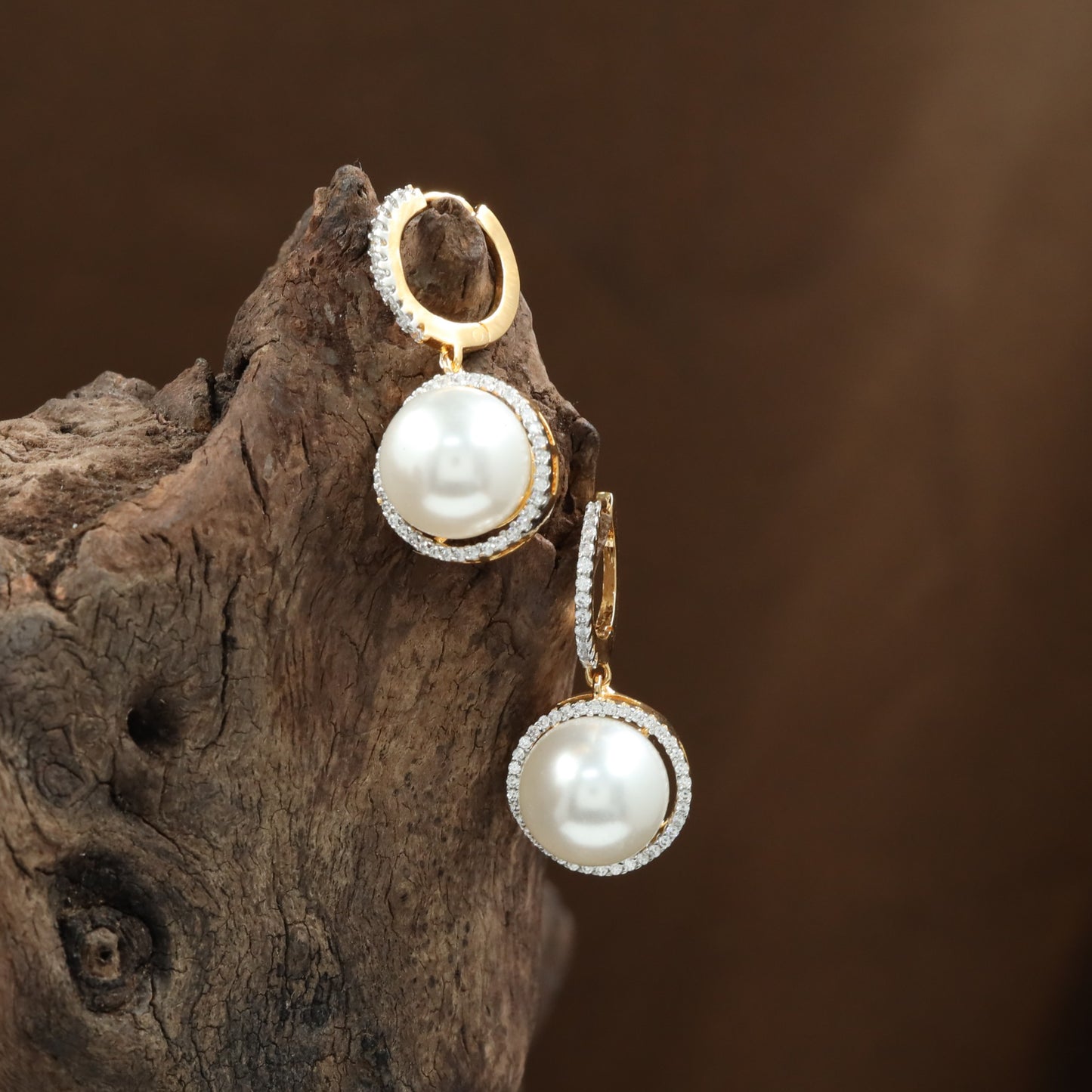 Opaline Round Drop Earring with Raised Border Finish